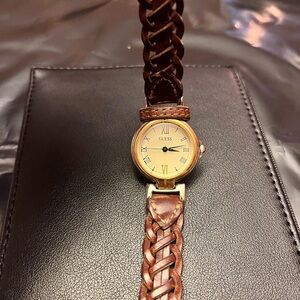 Vintage 90s Guess Brown Braided Leather Watch